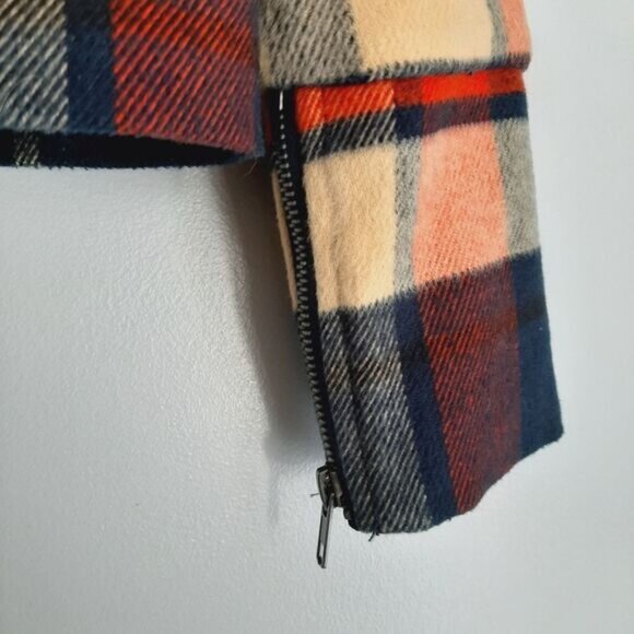 HURLEY / Quiet Rebel Moto Plaid Blanket Fleece Biker Full Zip Jacket Sz XS - Picture 7 of 16